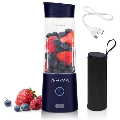 Immagine di ZEEGMA VITAMINE GO Frullatore portatile 450ml per Smoothie e frullato proteico, Mixer con Bateria 5000mAh USB 25 Utilizzi carica Personale leggero Mini 6 Lame 2 Velocità 300W
