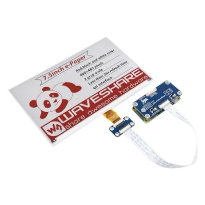 Immagine di Waveshare 7.5inch E Paper Display HAT (B) Module 800x480 Resolution 3.3v Ink Electronic Screen SPI Interface Red Black White Three Color for Raspberry Pi Jetson Nano