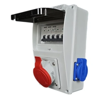 Immagine di RoadEu Distributore di corrente 16A 5P, 2x230V Schuko, LS C16A 3P, 2x C16 1P