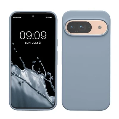 Immagine di kwmobile Custodia Compatibile con Google Pixel 9 Cover Back Case per Pro Protezione Smartphone in Silicone TPU Ricarica Wireless blu chiaro matt