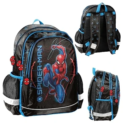 Immagine di PASO Zaino Spiderman con due scomparti, Nero, M