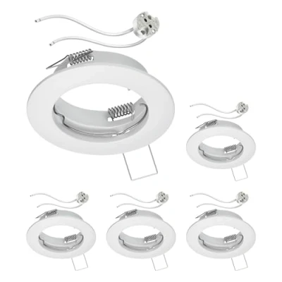 Immagine di ledscom.de 5 pezzi cornice da incasso a soffitto FERE bianca opaca (LED/alogena/MR16/50mm) incl. presa GU5.3