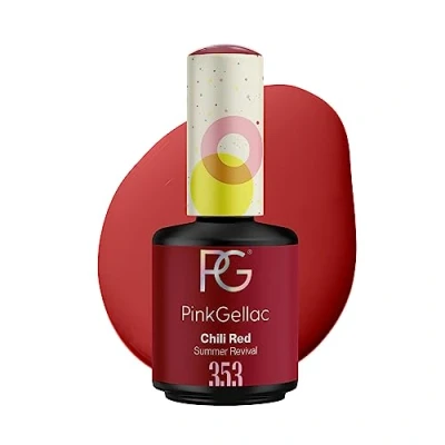 Immagine di Pink Gellac UV gel nail polish 353 Chili red 15 ml Shellac Gelnagellack for lamp Simple application paint Made in Holland