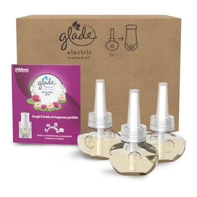 Immagine di Glade liquido elettrico Profumatore per Ambienti con Olii Essenziali, Fragranza Relaxing Zen, 3 Ricariche