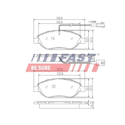 Immagine di FAST FT29145 Kit pastiglie freno Assale anteriore con sensore usura integrato FIAT: BRAVO 2, Stilo Hatchback, Multi Wagon, ALFA ROMEO: MiTo
