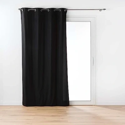 Immagine di Douceur d&#039;Intérieur Twily Tenda con Occhielli, 135 x 260 cm, Nero, Cotone e Poliestere Riciclato