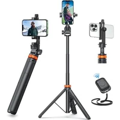 Immagine di Vimose treppiede per telefono da 62 pollici, iPhone e selfie stick con telecomando, estensibile viaggio, solido compatibile