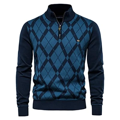 Immagine di SSBZYES Maglione a Collo Alto da Uomo Casual Mezza Zip con Pullover in Puro Colore