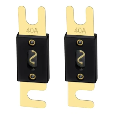 Immagine di Heschen ANL Fuse 40 Amp per auto Veicoli Sistema Audio Foglio Oro &amp; Nero Confezione da 2
