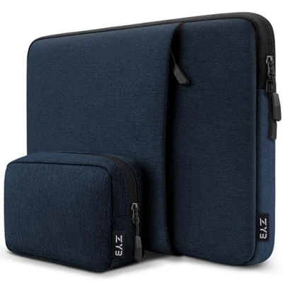 Immagine di ZYB Custodia PC Portatile 13 13,3 Pollici, per MacBook Air 13.6 Pollici M3 M2 2024 2022, Air/Pro M1 2022 2020 2012, 2021 2023 Mac Pro 14 M1, 13.3&quot; Borsa Blu Scuro