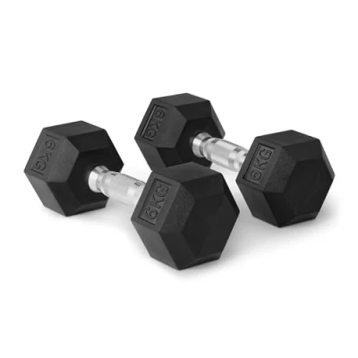 Immagine di Amazon Basics manubri esagonali set con rivestimento in gomma, 6 kg, Nero