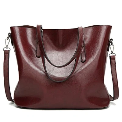 Immagine di Coolives Borse Tote da Donna Borsa a Spalla con Tracolla Shopper in Pelle PU Caffè Marrone