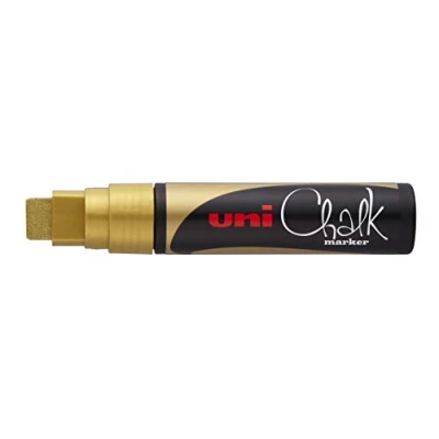Immagine di Uni ball 186610 Pennarello a gesso Chalk con punta scalpello, colore: Oro