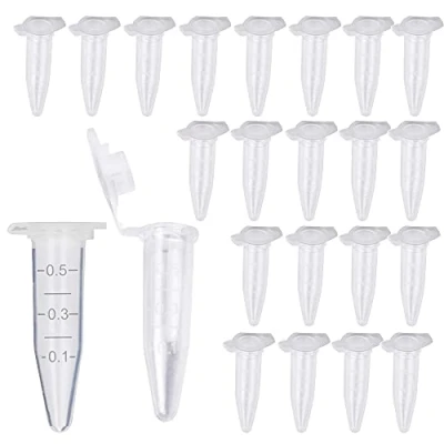 Immagine di HUAZIZ 300 Pezzi 0,5ml Plastica Centrifuga Provetta con Testa a Punta, Micro Provette da Laboratorio Conical Centrifuge Tubes Trasparente Graduata di Polipropilene Tappo Piatto