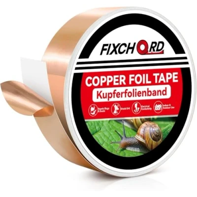 Immagine di FIXCHORD Nastro di Rame Contro Le lumache Anti in barriera Autoadesivo Controllo Umano e 20M*30mm