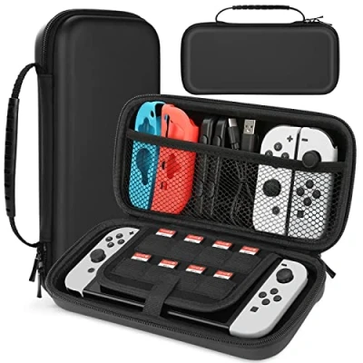 Immagine di HEYSTOP Switch OLED Custodia compatibile con Nintendo Switch, Switch/Switch più spazio, per OLED, colore: Nero, Nero , unisex