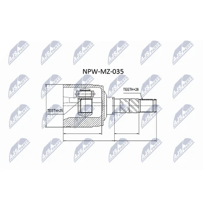Immagine di NTY NPW MZ 035 Kit Giunto Omocinetico sul lato del cambio, Assale anteriore Dx MAZDA: Serie B Pick up, FORD: Ranger Mk2