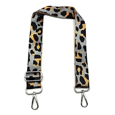 Immagine di Tracolla per Borsa Donna Grigio Leopardato, Regolabile, Colorata Cinghia di Ricambio Larga 3.8cm con Argento Moschettoni Accessori Borsette Ragazza DIY, #5