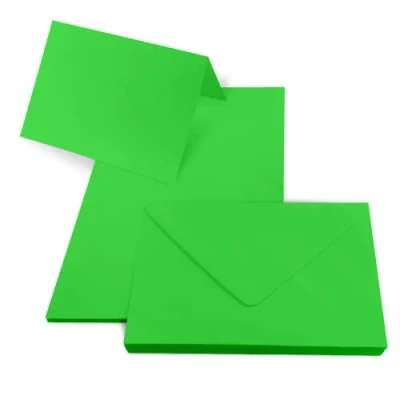 Immagine di Netuno 25 biglietti pieghevoli bianchi con busta, formato DIN B6, colore verde arcobaleno, + buste, set di carta colorati e verdi busta