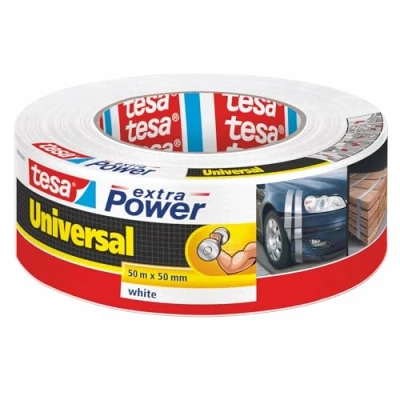 Immagine di tesa extra Power Universale Nastro Telato per Riparazioni, Fissaggio, Imballaggio, Marcatura e Sigillatura bianco 50 m x mm