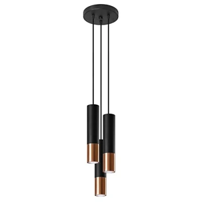 Immagine di SOLLUX lighting Lampada Da Parete Spotlight Loopez, Paralume Cilindrico + Combinazione Di 2 Metalli, Lampadina GU10 Sostituibile, 3x40 W, Acciaio, Ner