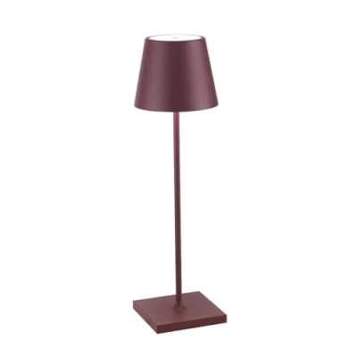 Immagine di Zafferano, Lampada Poldina Pro, da Tavolo Ricaricabile e Senza Fili con Controllo Touch, Utilizzabile anche come Esterni, Dimmer, 2200 3000 K, Altezza 38 cm, Colore Bordeaux