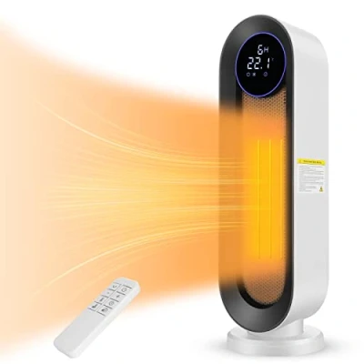 Immagine di Termoventilatore in ceramica, 2000 W, 3 modalità, termostato termoventilatore, timer da 12 ore, protezione antiribaltamento, riscaldamento a 100, per casa e ufficio, colore bianco, grande schermo