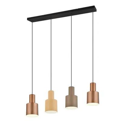 Immagine di Trio Leuchten Agudo 319400417 Lampadario a sospensione in metallo nero opaco, paralume metallo, colore: caffèe/beige/tortora, 4 x E27