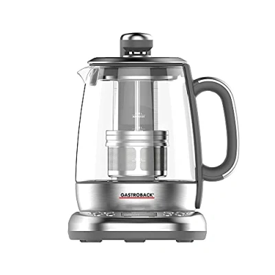 Immagine di GASTROBACK 42440 Design Automat Advanced Plus Bollitore automatico per tè e acqua (2 in 1), timer 24 ore, filtro acciaio inox, contenitore vetro da 1,5 l, 2.000 Watt, vetro, argento
