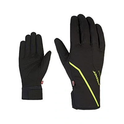 Immagine di Ziener Guanti da sci di fondo ULTIMO uomo Primaloft Softshell antivento, nero.lime, 40