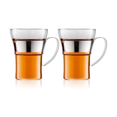 Immagine di Bodum Assam 4553 16 Set 2 bicchieri da caffè 0,37 l con manico in metallo
