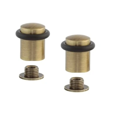 Immagine di EVI Herrajes Pack con 2 Fermaporte 20 x 29,5 mm Base filettata Gomma Nera di Silicone Naturale Ottone Finitura Pelle Invecchiata Compresi utensile, vite + tassello fissaggio Mod. I 108