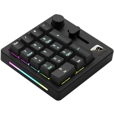 Immagine di Glorious Gaming GMMK Macro Numpad Cavo o wireless Bluetooth, alluminio premium, personalizz., cursore e manopola programmabili, RGB, switch lineari, 18 ABS Doubleshot Keycaps Ardesia nera