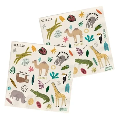 Immagine di Folat Tovaglioli Zoo Party 33x33cm 20 pezzi, Multicolore, medio, 68351