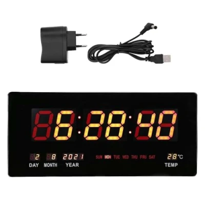 Immagine di GC GLOBALCOMMERCE Orologio LED Digitale da Parete Muro con Datario e Temperatura Display Grande Varie Funzioni