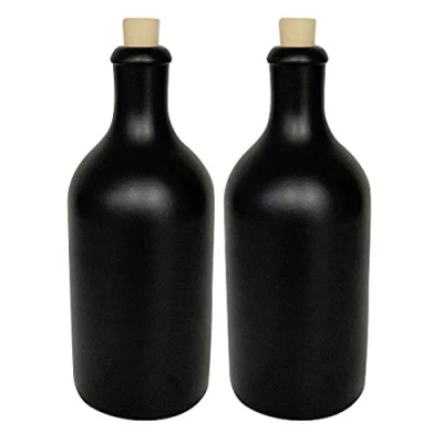 Immagine di mikken 2 flaconi di olio da 500 ml in gres porcellanato nero con tappo NA, x