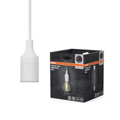 Immagine di OSRAM Vintage 1906® Pendulum BELL E27, bianco, max. LED 15W, attacco portalampada a sospensione per interni, rosone cono, abbinabile lampade 1906 o smart