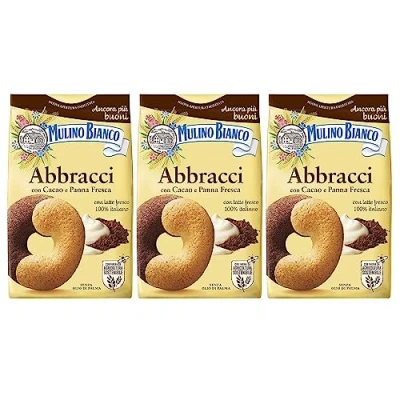 Immagine di MULINO BIANCO Abbracci, biscotti di pasta frolla italiani al burro e gusto cacao 350g x 3 parcelle (Abbracci, x3)