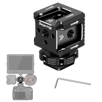 Immagine di Suptig 3 porte Cold Shoe Mount con 1/4 &quot; 20 Thread per fotocamera Cage Flash LED Monitor Microfono ecc.