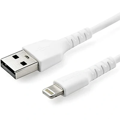 Immagine di cavo da USB A Lightning 1 m bianco Robusto e resistente in fibra aramidica tipo Certificato Apple Mfi (RUSBLTMM1M)