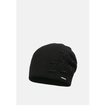 Immagine di Vivisence Invernale Cappello Classico da Donna con Fodera Interna Decorato Fiocchetti E Perline Realizzato in Filato Caldo Perfettamente Adattabile alla Testa, Nero,Taglia Unica