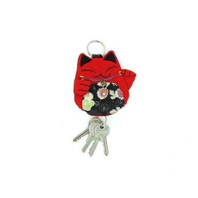 Immagine di Lachineuse Portachiavi Giapponese, Design con Gatto Portafortuna Maneki Neko, Colore: Malva
