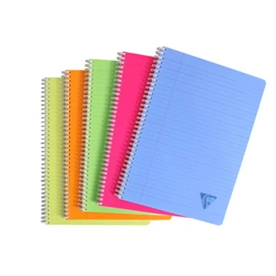 Immagine di Clairefontaine 328145C pacco da 10 Quaderni con Spirale Linicolor FRESH A4 21x29.7 cm, 100 Pagine a righe Margini, Carta Bianca 90g, Copertina in Polipropilene Trasparente, Colori Assortiti