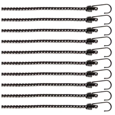 Immagine di com four® Set da 10 Pezzi di Cinghie in Gomma con Strisce Riflettenti per Bagagli espansore Ganci Il Fissaggio carichi