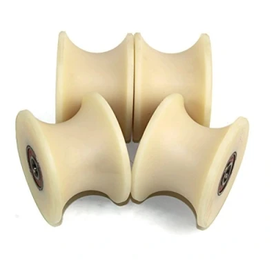 Immagine di Confezione da 4 puleggia in nylon lavorato con diametro 80 mm, varie dimensioni della scanalatura, inventario base nel Regno Unito (cuscinetto 50 scanalatura 12 mm)