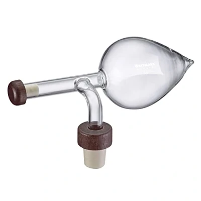 Immagine di Westmark 99093380 Porzionatore dosatore da 150 ml, misura e decantazione allo stesso tempo, in vetro/plastica/legno, Gourmet, colore: Trasparente/Marrone