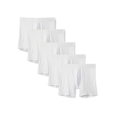 Immagine di Amazon Essentials Boxer in Jersey di Cotone da 17,8cm Uomo, Pacco 5, Bianco, M