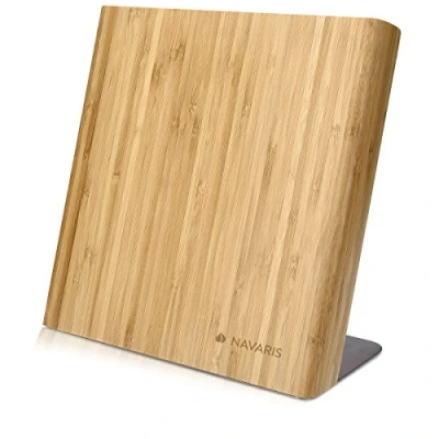 Immagine di Navaris Porta coltelli da Cucina Magnetico Ceppo in bambù Universale portacoltelli e Utensili tavoletta Magnetica salvaspazio Legno Marrone