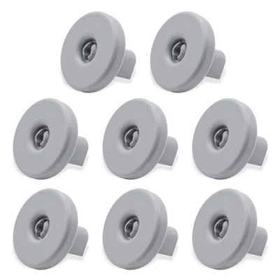 Immagine di GIANTO Set 8 Ruote per Cestello Lavastoviglie compatibile con Zanussi, Rex, Electrolux, AEG, Rotelle in Plastica Cesto Inferiore Piatti Stoviglie (controllare compatibilità) Grigio diam. 40 mm