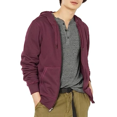 Immagine di Amazon Essentials Felpa con Cappuccio e Cerniera Integrale in Pile (Disponibile nelle Taglie Big &amp; Tall) Uomo, Bordeaux, XL